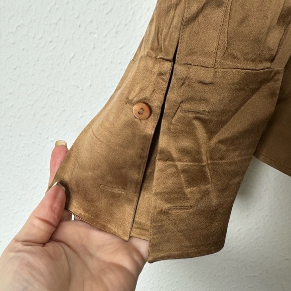 Lafayette 148 New York 100% Silk Blouse Sz 24 Brown Hidden Buttons Career Work - Picture 6 of 10